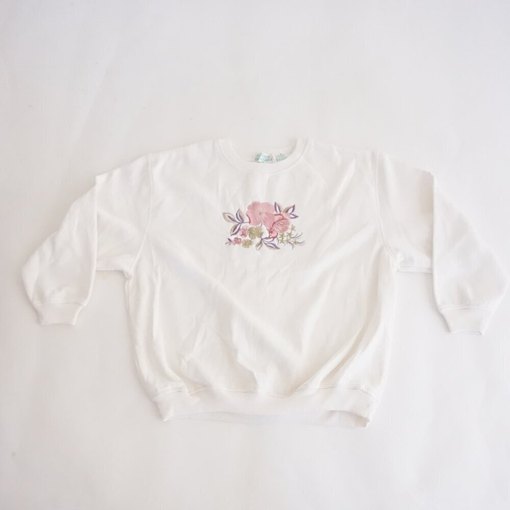 Vintage Collen’s Collectables White Floral Rose Garden Crewneck Sweatshirt 2X